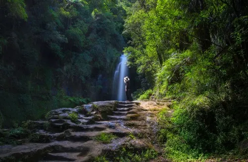 Woman viewing Kaiate Falls